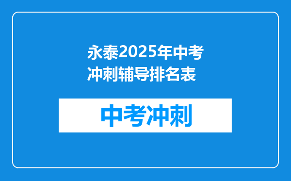 永泰2025年中考冲刺辅导排名表