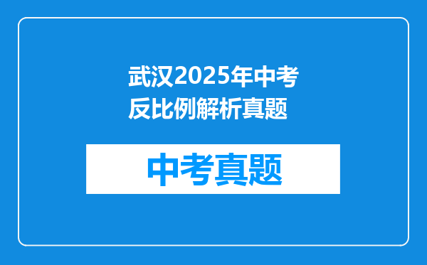 武汉2025年中考反比例解析真题