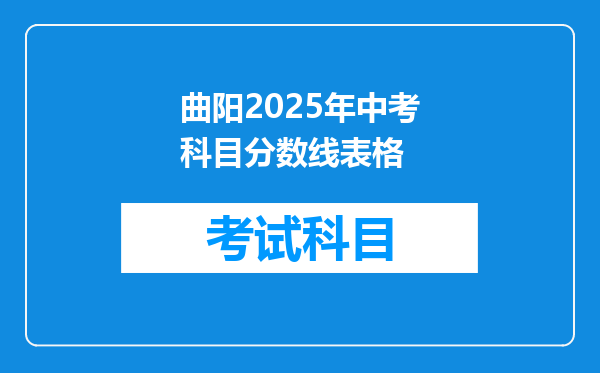 曲阳2025年中考科目分数线表格
