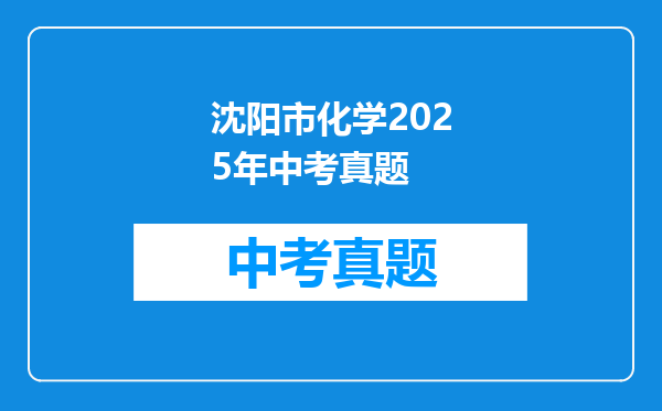 沈阳市化学2025年中考真题