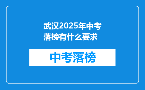 武汉2025年中考落榜有什么要求