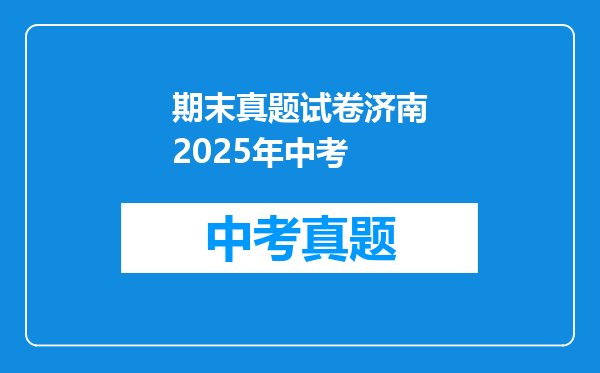 期末真题试卷济南2025年中考