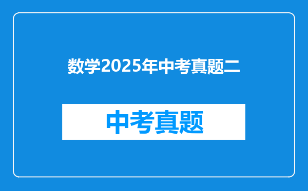 数学2025年中考真题二