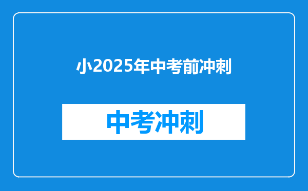 小2025年中考前冲刺