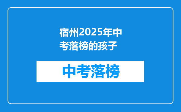 宿州2025年中考落榜的孩子