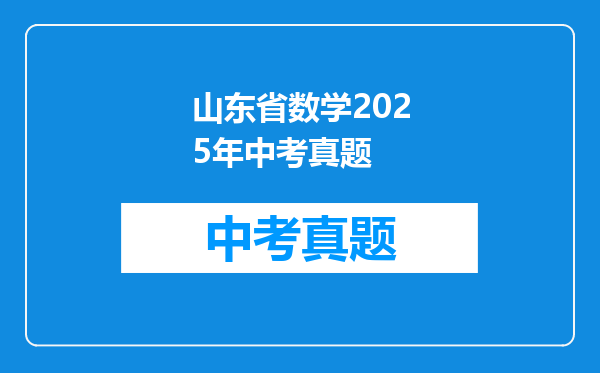 山东省数学2025年中考真题