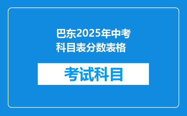 巴东2025年中考科目表分数表格