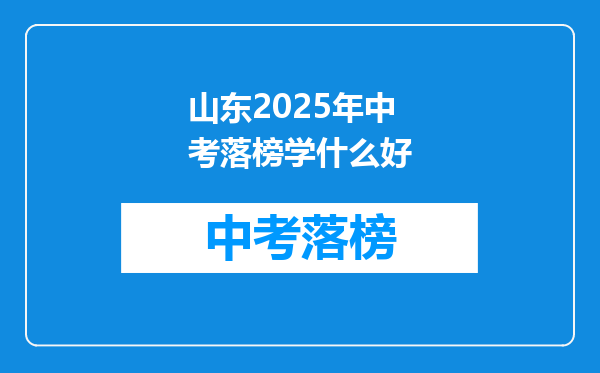 山东2025年中考落榜学什么好