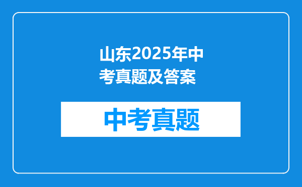 山东2025年中考真题及答案