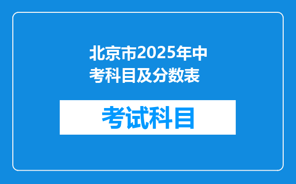 北京市2025年中考科目及分数表