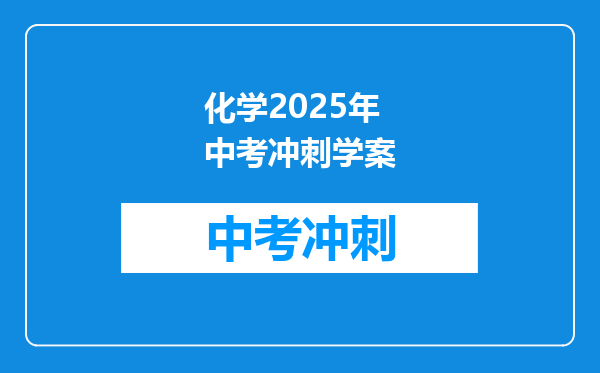 化学2025年中考冲刺学案