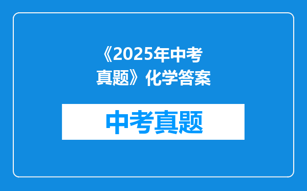 《2025年中考真题》化学答案