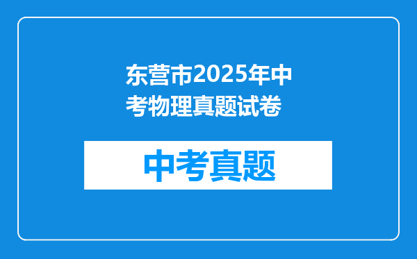 东营市2025年中考物理真题试卷