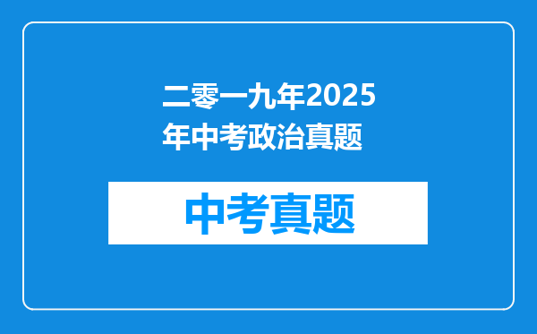 二零一九年2025年中考政治真题