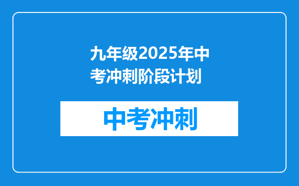 九年级2025年中考冲刺阶段计划