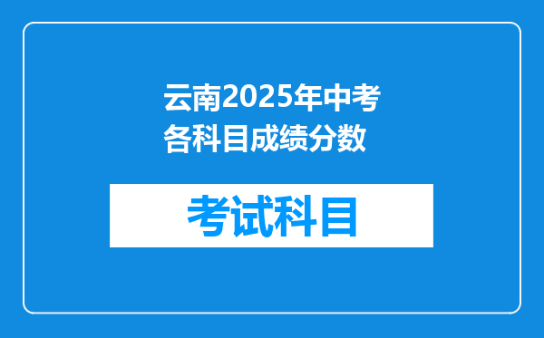 云南2025年中考各科目成绩分数
