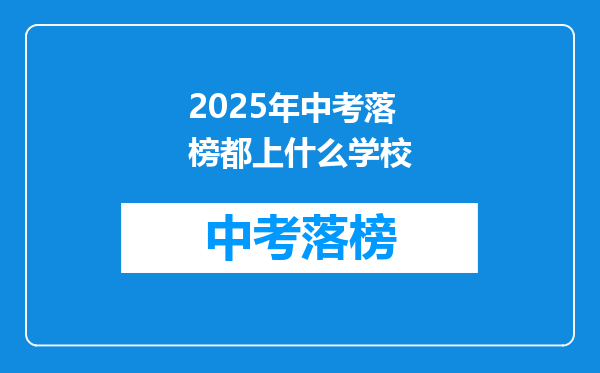 2025年中考落榜都上什么学校