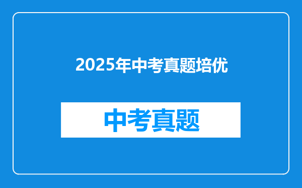 2025年中考真题培优