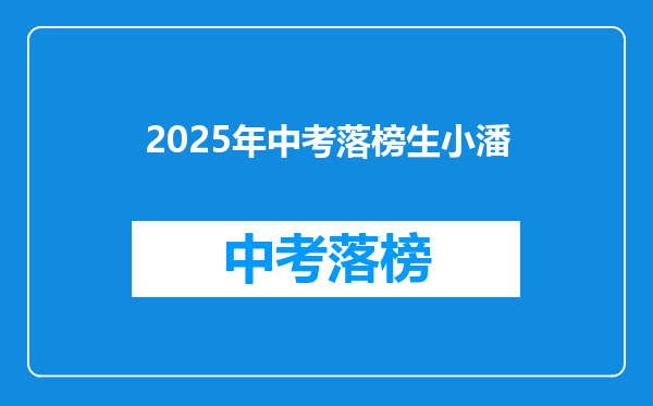 2025年中考落榜生小潘