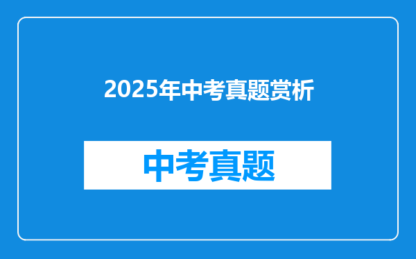 2025年中考真题赏析