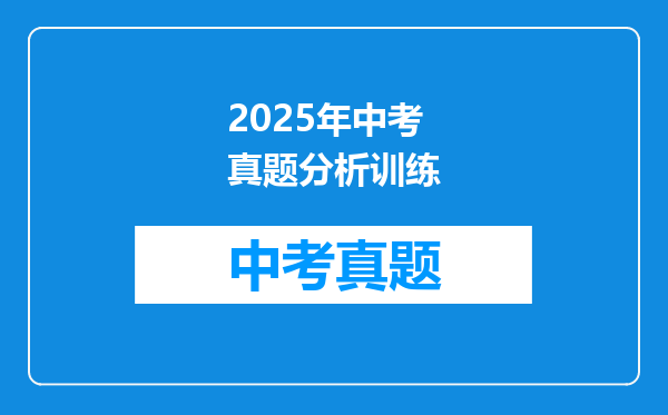 2025年中考真题分析训练