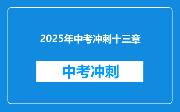 2025年中考冲刺十三章