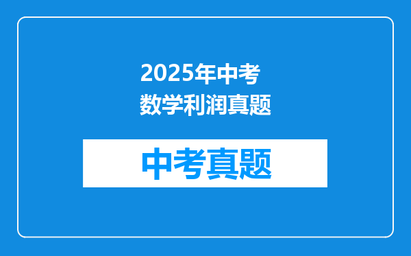 2025年中考数学利润真题