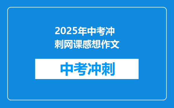 2025年中考冲刺网课感想作文