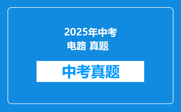 2025年中考 电路 真题