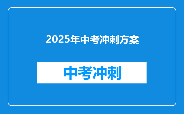 2025年中考冲刺方案