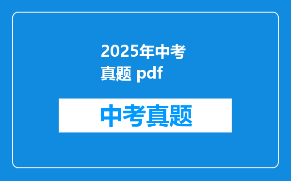 2025年中考 真题 pdf