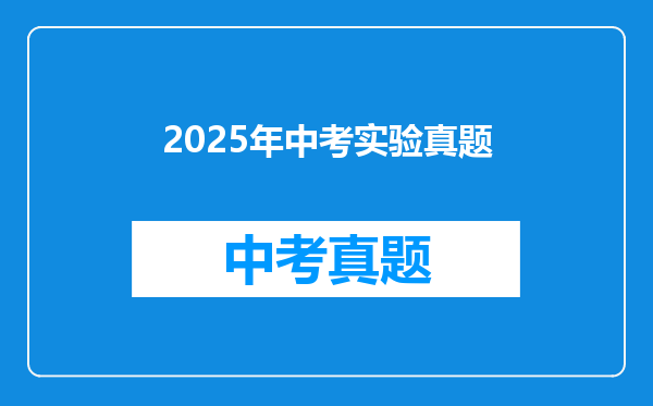 2025年中考实验真题