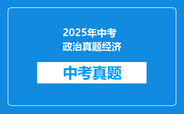 2025年中考政治真题经济