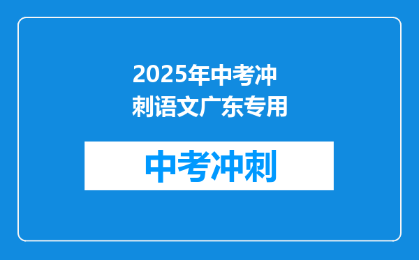 2025年中考冲刺语文广东专用
