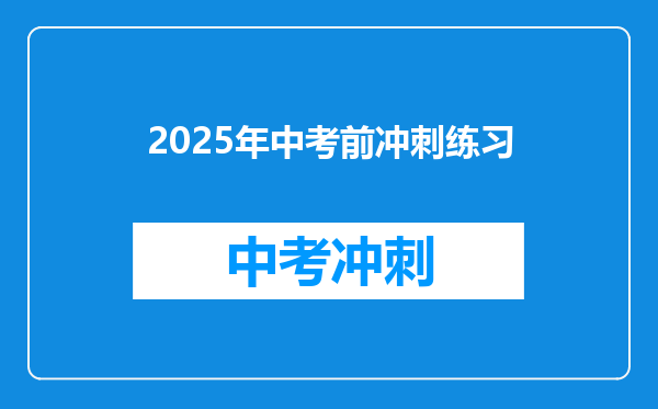 2025年中考前冲刺练习