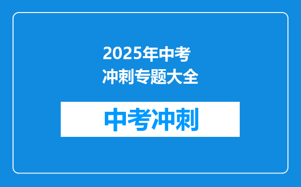 2025年中考冲刺专题大全