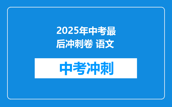 2025年中考最后冲刺卷 语文