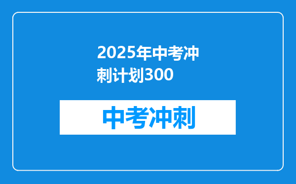 2025年中考冲刺计划300
