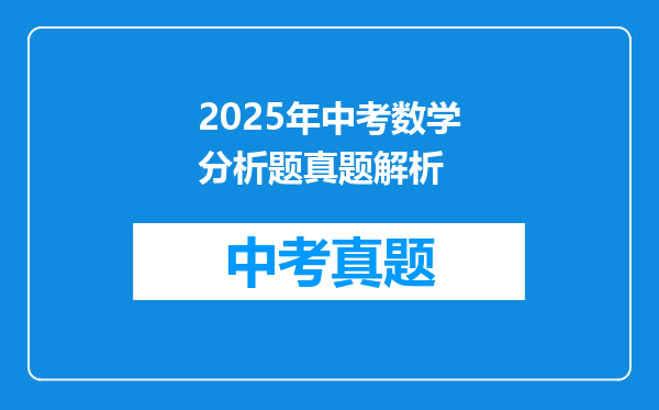 2025年中考数学分析题真题解析