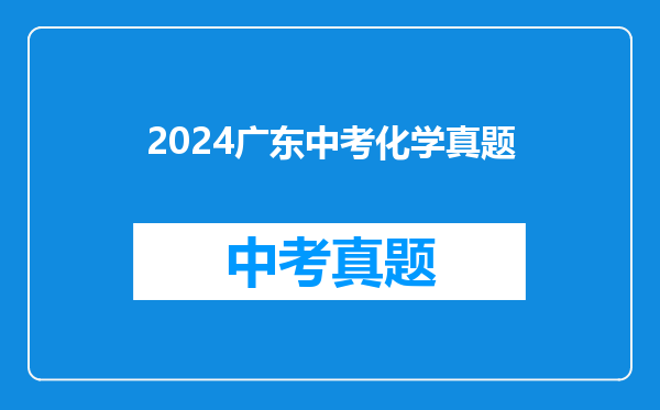 2024广东中考化学真题