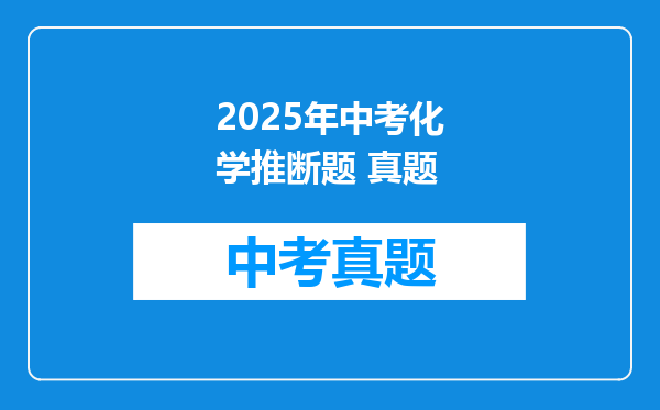 2025年中考化学推断题 真题