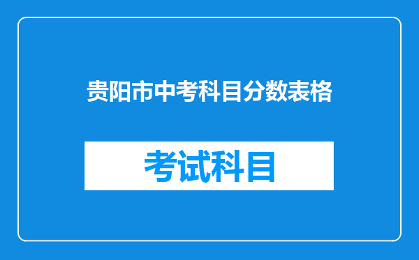 贵阳市中考科目分数表格