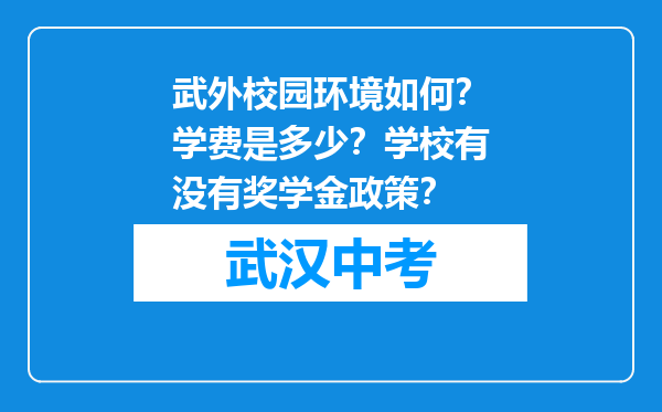 武外校园环境如何？学费是多少？学校有没有奖学金政策？