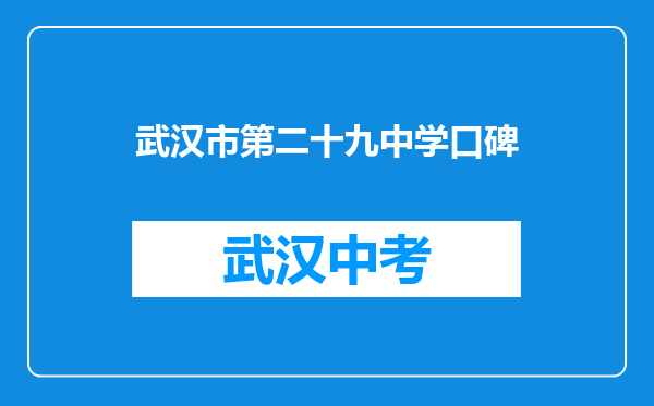 武汉市第二十九中学口碑