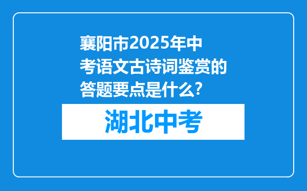 襄阳市2025年中考语文古诗词鉴赏的答题要点是什么？