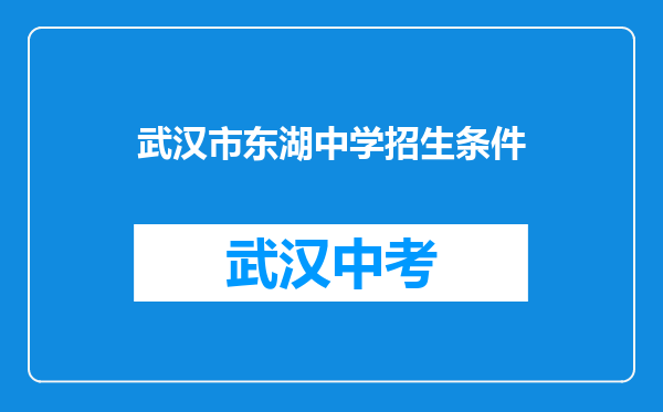 武汉市东湖中学招生条件