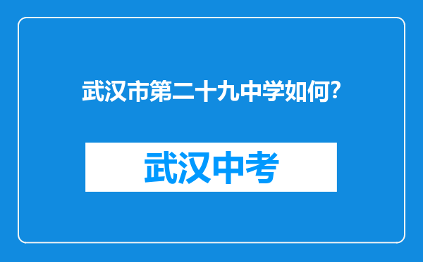 武汉市第二十九中学如何？