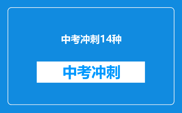 中考冲刺14种