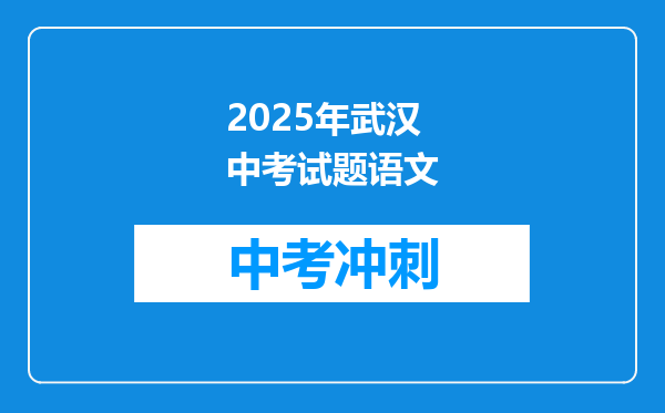 2025年武汉中考试题语文