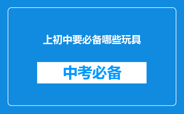 上初中要必备哪些玩具